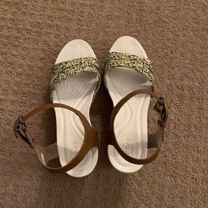 Crocs Cross-strap Ankle Wedge Sandals